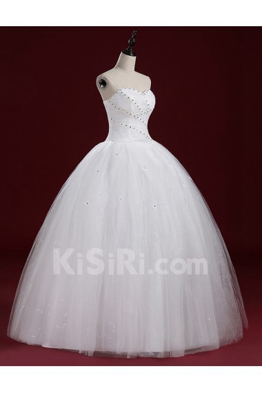 Lace Sweetheart Floor Length Sleeveless Ball Gown Dress with Handmade Flowers, Rhinestone