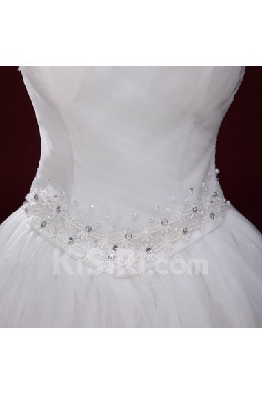 Lace, Tulle Sweetheart Floor Length Sleeveless Ball Gown Dress with Applique, Rhinestone