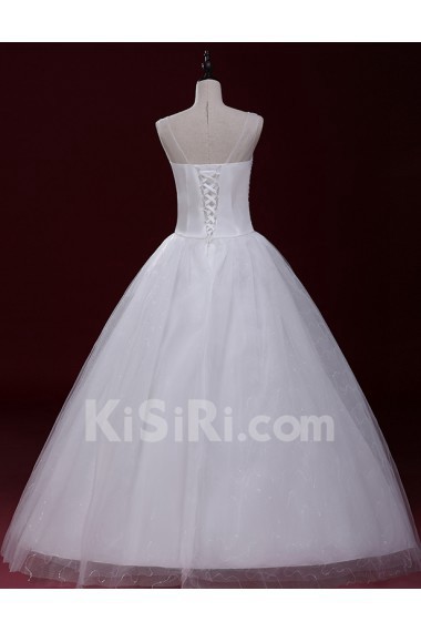 Tulle Scoop Floor Length Sleeveless Ball Gown Dress with Bead