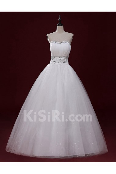 Lace, Tulle Sweetheart Floor Length Sleeveless Ball Gown Dress with Rhinestone