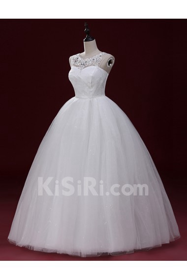 Lace, Tulle Scoop Floor Length Cap Sleeve Ball Gown Dress with Applique, Rhinestone