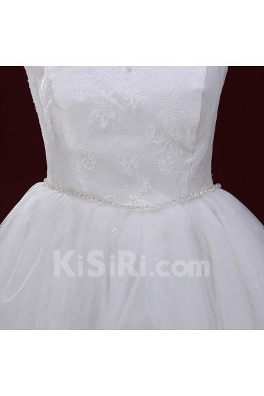 Lace, Tulle Scoop Floor Length Cap Sleeve Ball Gown Dress with Applique, Rhinestone