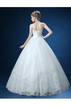 Organza, Lace Strapless Floor Length Sleeveless Ball Gown Dress with Bow