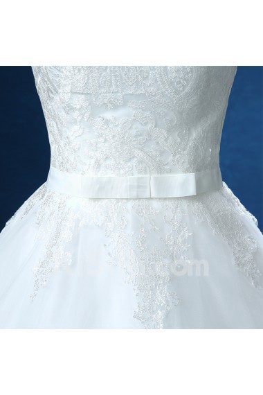 Organza, Lace Strapless Floor Length Sleeveless Ball Gown Dress with Bow