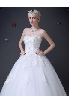 Tulle Sweetheart Floor Length Sleeveless Ball Gown Dress with Beads