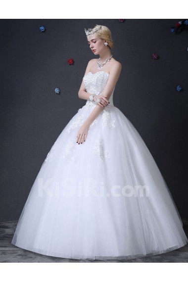 Tulle Sweetheart Floor Length Sleeveless Ball Gown Dress with Beads