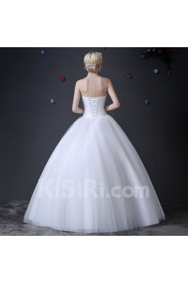 Tulle Sweetheart Floor Length Sleeveless Ball Gown Dress with Beads