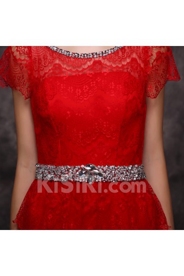 Chiffon Scoop Floor Length Cap Sleeve Sheath Dress with Rhinestone