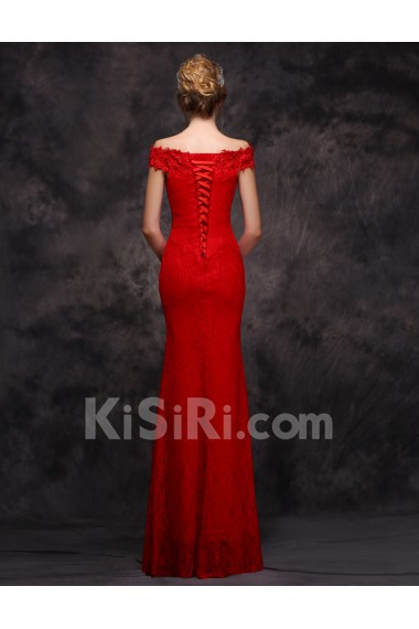 Satin Off-the-Shoulder Floor Length Mermaid Dress with Sequins