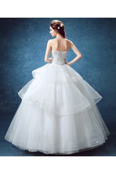 Lace, Organza Sweetheart Floor Length Sleeveless Ball Gown Dress with Bow, Rhinestone, Beads