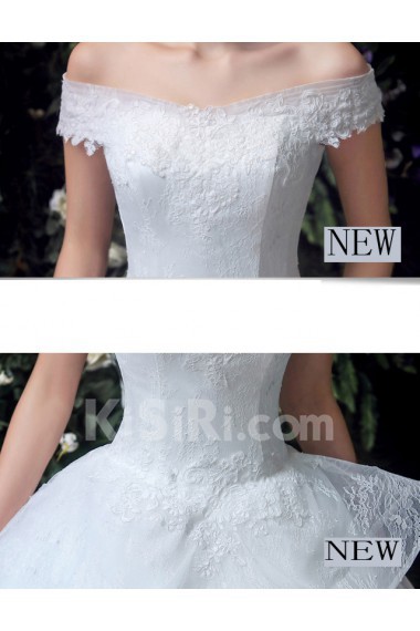 Organza, Tulle, Lace Off-the-Shoulder Floor Length Ball Gown Dress