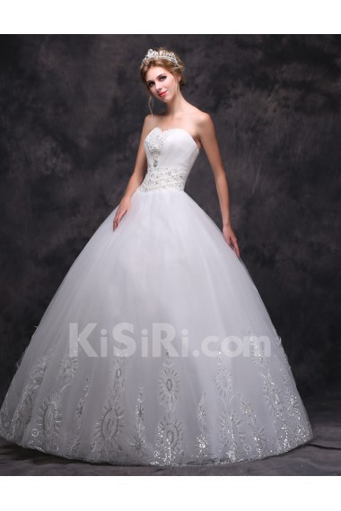 Lace Sweetheart Floor Length Sleeveless Ball Gown Dress with Beads