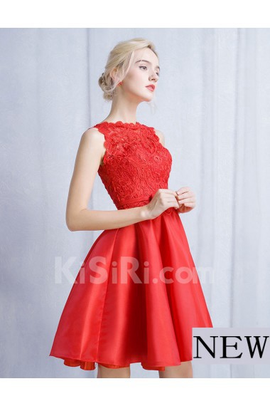 Tulle, Lace Jewel Mini/Short Sleeveless A-line Dress with Bow