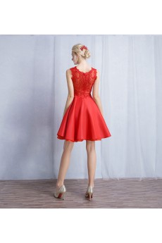 Tulle, Lace Jewel Mini/Short Sleeveless A-line Dress with Bow