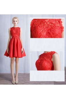 Tulle, Lace Jewel Mini/Short Sleeveless A-line Dress with Bow