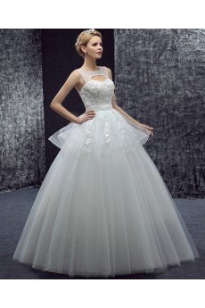 Tulle Jewel Floor Length Sleeveless Ball Gown Dress with Sequins, Beads