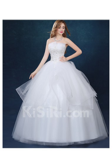 Tulle Scallop Floor Length Sleeveless Ball Gown Dress with Rhinestone