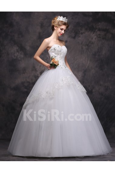 Lace, Tulle Sweetheart Floor Length Sleeveless Ball Gown Dress with Rhinestone, Beads