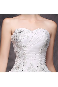 Lace, Tulle Sweetheart Floor Length Sleeveless Ball Gown Dress with Rhinestone, Beads