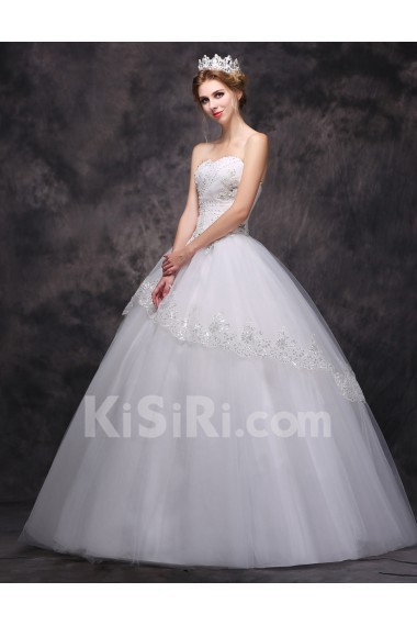 Lace, Tulle Sweetheart Floor Length Sleeveless Ball Gown Dress with Rhinestone, Beads