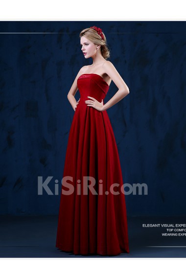 Satin Strapless Floor Length Sleeveless A-line Dress