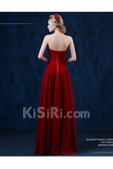 Satin Strapless Floor Length Sleeveless A-line Dress