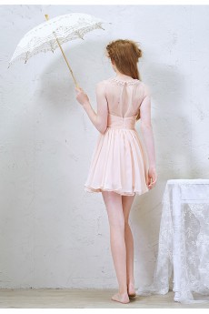 Chiffon Jewel Mini/Short Sleeveless A-line Dress with Rhinestone