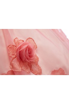 Tulle Strapless Mini/Short Sleeveless Ball Gown Dress with Handmade Flowers, Bow