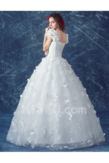 Tulle V-neck Floor Length Cap Sleeve Ball Gown Dress with Beads