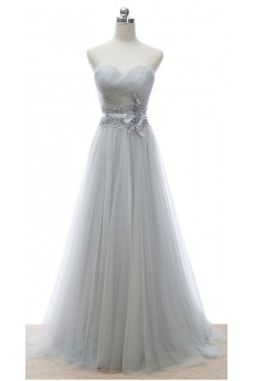 Lace, Tulle Sweetheart Floor Length Sleeveless A-line Dress with Bead, Sequins, Rhinestone