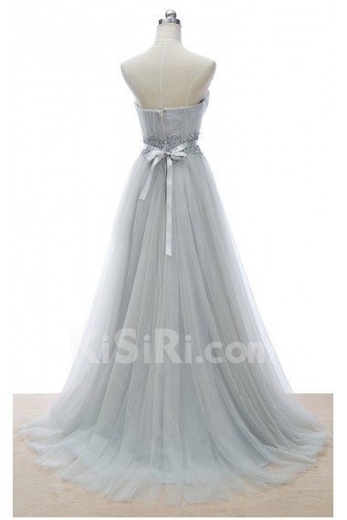 Lace, Tulle Sweetheart Floor Length Sleeveless A-line Dress with Bead, Sequins, Rhinestone