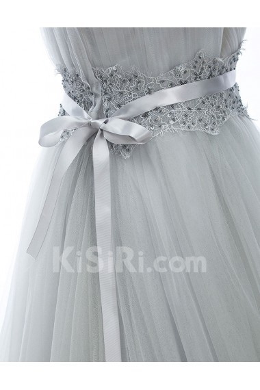 Lace, Tulle Sweetheart Floor Length Sleeveless A-line Dress with Bead, Sequins, Rhinestone