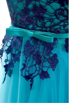 Lace, Satin, Tulle Scoop Sweep Train Sleeveless A-line Dress with Applique, Bow