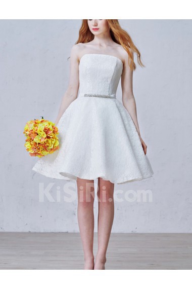 Lace, Tulle Strapless Mini/Short Sleeveless Ball Gown Dress with Rhinestone, Sash