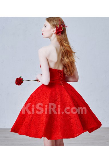 Lace, Tulle Strapless Mini/Short Sleeveless Ball Gown Dress with Rhinestone, Sash