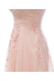 Lace, Satin, Tulle V-neck Floor Length Cap Sleeve Sheath Dress with Handmade Flowers