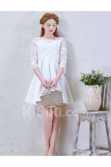 Lace Scoop Mini/Short Three-quarter A-line Dress