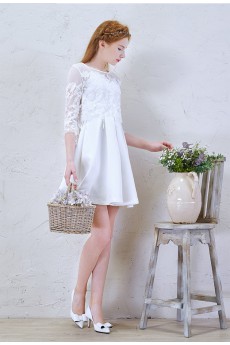 Lace Scoop Mini/Short Three-quarter A-line Dress