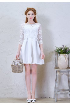 Lace Scoop Mini/Short Three-quarter A-line Dress