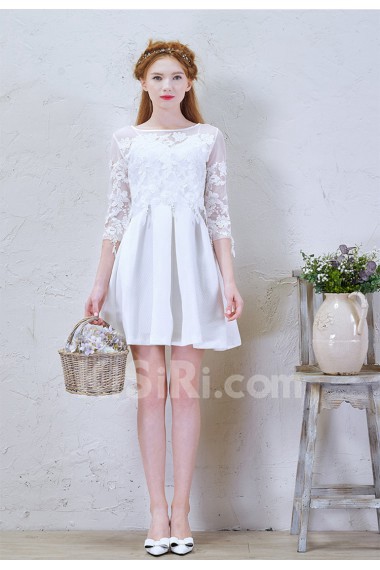 Lace Scoop Mini/Short Three-quarter A-line Dress