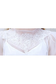 Lace, Chiffon Jewel Ankle-Length Cap Sleeve A-line Dress