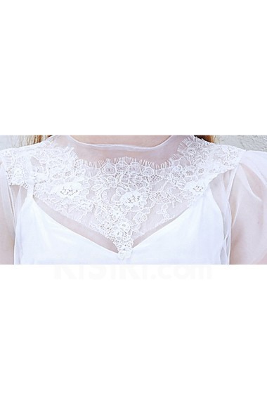 Lace, Chiffon Jewel Ankle-Length Cap Sleeve A-line Dress