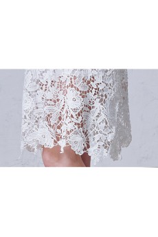 Lace Scoop Knee-Length Long Sleeve A-line Dress