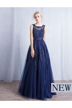 Tulle, Lace Square Floor Length Sleeveless A-line Dress with Sequins