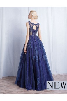 Tulle, Lace Square Floor Length Sleeveless A-line Dress with Sequins