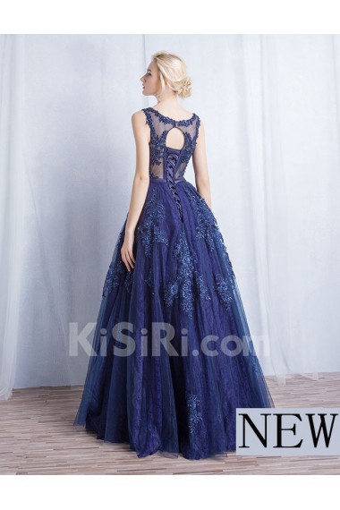 Tulle, Lace Square Floor Length Sleeveless A-line Dress with Sequins