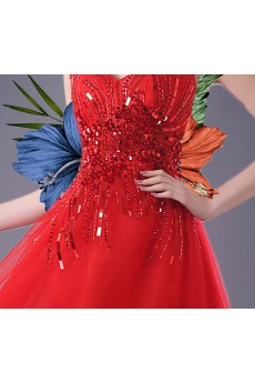 Chiffon V-neck Sweep Train Sleeveless A-line Dress with Sequins, Beads