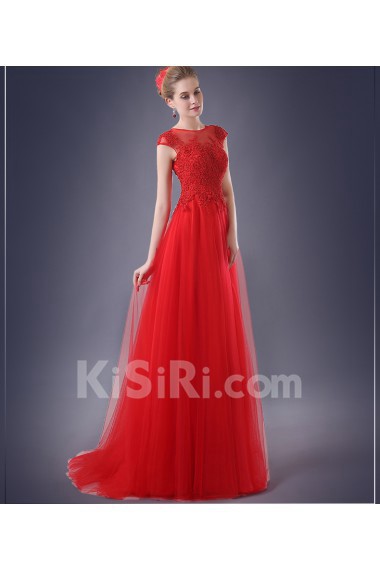 Chiffon Jewel Sweep Train Cap Sleeve Sheath Dress with Bead