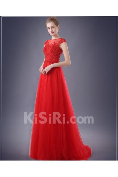 Chiffon Jewel Sweep Train Cap Sleeve Sheath Dress with Bead