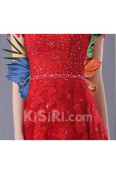 Chiffon Scoop Floor Length Short Sleeve Sheath Dress with Sequins, Lace